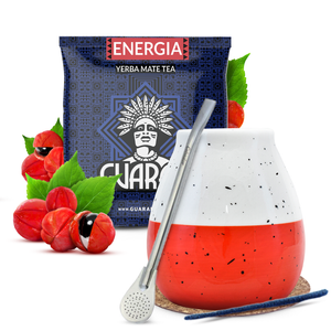 Yerba mate set Guarani ceramic calabash bombilla