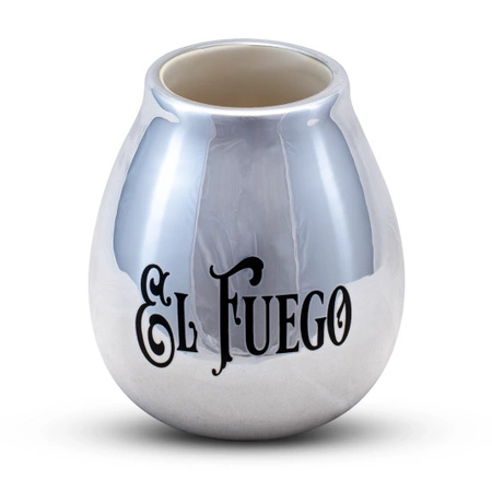 Calabash in ceramica con logo El Fuego (argento) 350ml