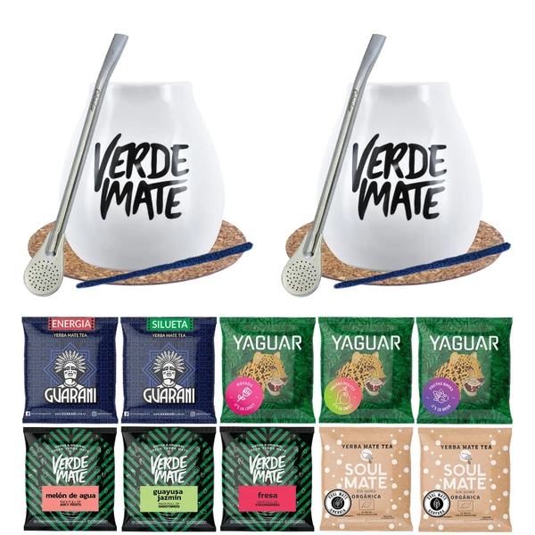 KIT INIZIALE DI YERBA MATE GRANDE PER DUE PERSONE  Set \ Set da tè di Yerba  Mate per coppie \ Set di campioni di tè Yerba Mate Set \ Set da