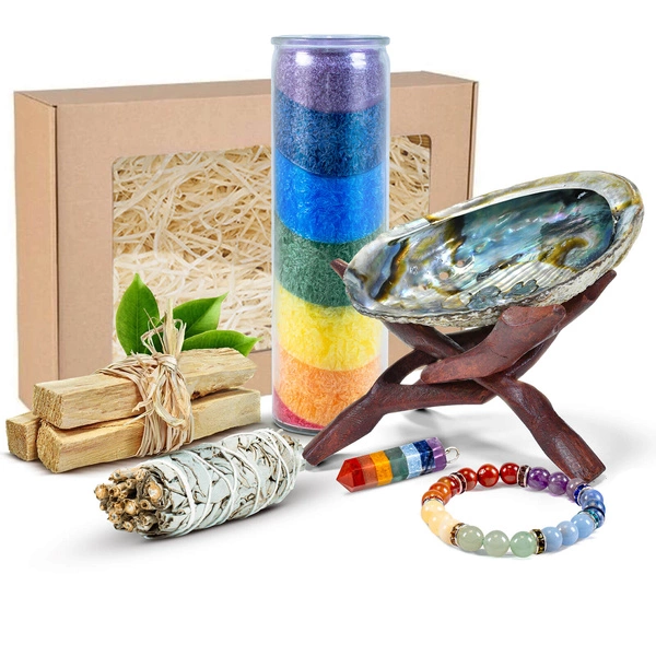 Set regalo per rituali e lavoro con i chakra: incenso + gioielli + accessori