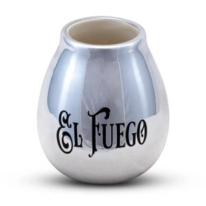 Calabash in ceramica con logo El Fuego (argento) 350ml