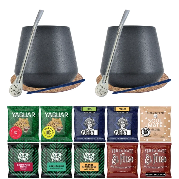 Set di Yerba Mate 10x50g 2x Tazza di mate + 2x Bombilla