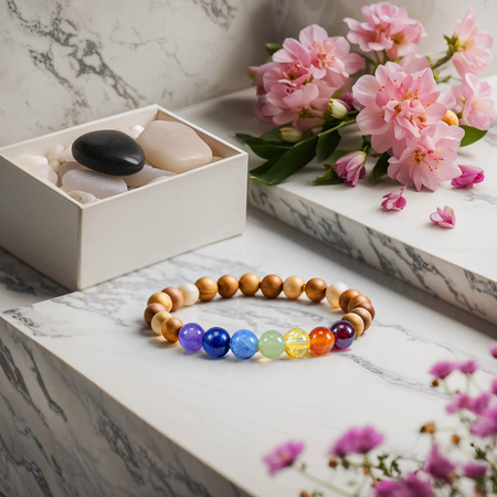 Bracciale "Sette Chakra" – pietre e kadamba