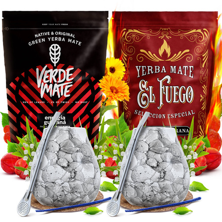 Set PER DUE di Yerba Mate Zucca di mate Bombilla 1000g