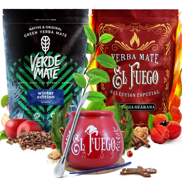 Set invernale di Yerba Mate Verde Mate El Fuego 2x500g + accessori