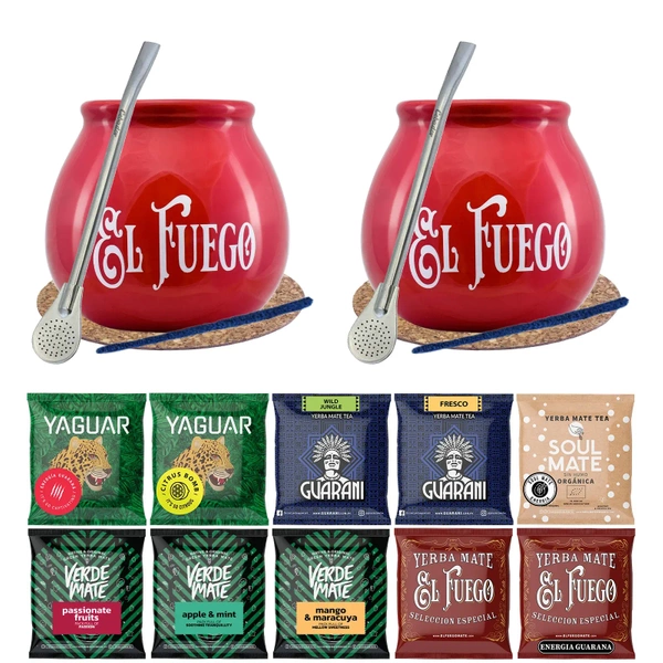 Set di Yerba mate 2x Tazza di Mate + 2x Bombilla 10 x 50 g