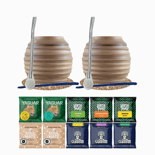 Set di Yerba Mate 10x50g 2x Tazza di mate + 2x Bombilla