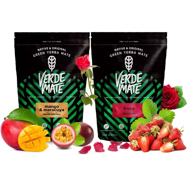 Yerba Verde Mate Mango Frutto della Passione Fragola 2x500g