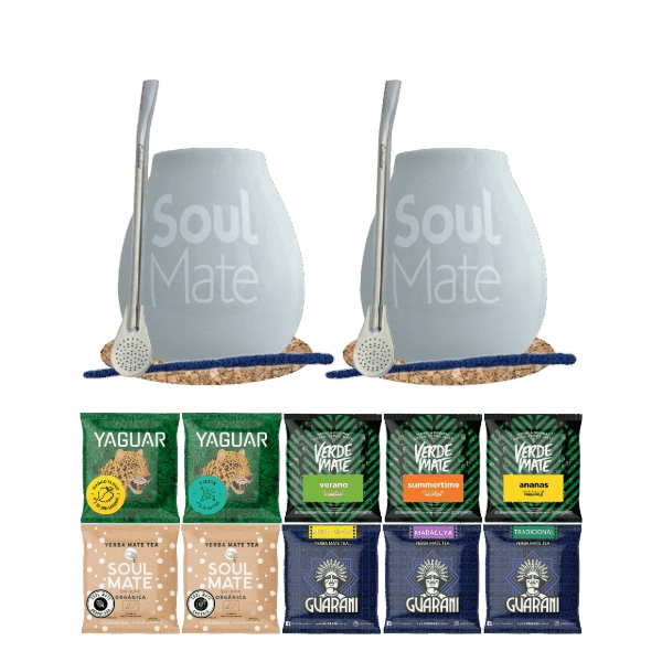 Set di Yerba mate 2x Tazza di Mate + 2x Bombilla 10 x 50 g