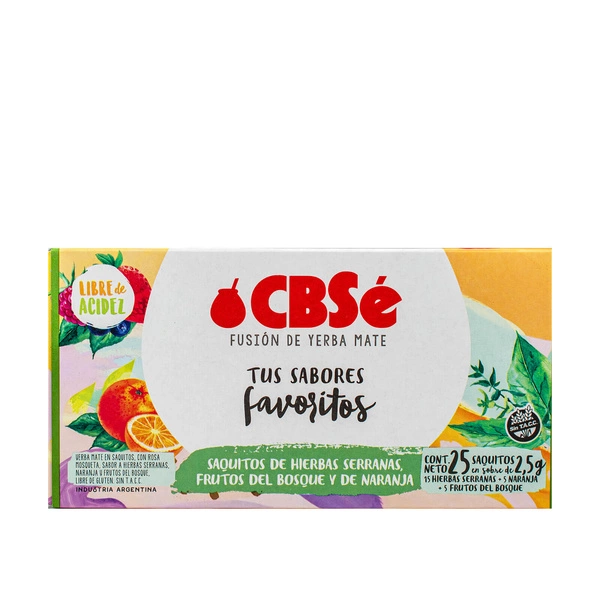 CBSé Fusión de Yerba Mate Tus Sabores Favoritos 25 x 2,5 g