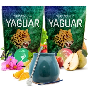 Set di yerba mate Bombilla di calabash in ceramica di Yaguar