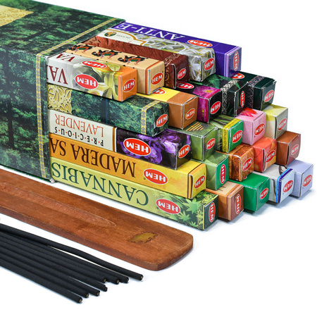 Set di bastoncini d'incenso HEM + supporto in legno