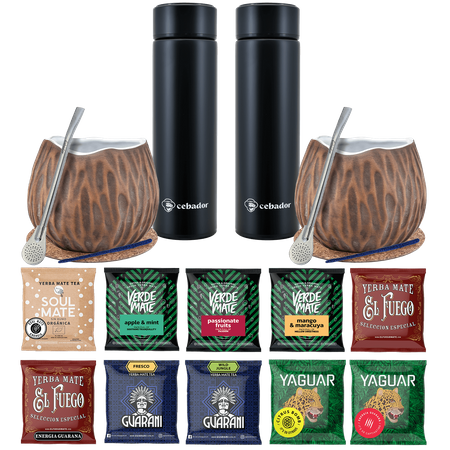 Yerba Mate Thermos Bombilla Set per due 500g