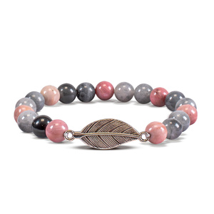 Bracciale Mala con rodonite e quarzo fumé