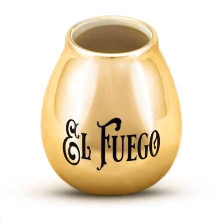Calabash in ceramica con logo El Fuego (oro) 350ml