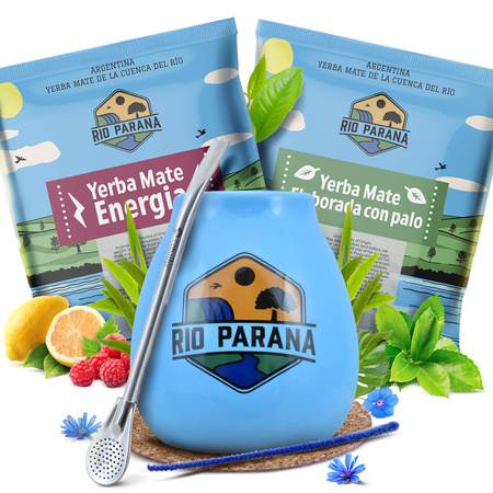 Set di Yerba Mate Rio Parana 2x50g Tazza di mate + Bombilla