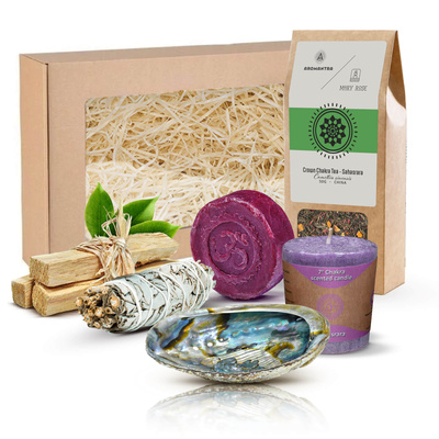 Set regalo per chakra della corona (Sahasrara): tè chakra + incenso + candela