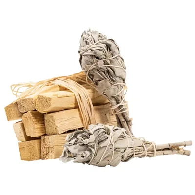 2 x mazzo di salvia bianca + set di Palo Santo da 100 g