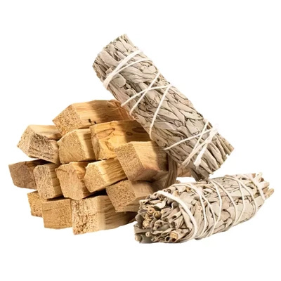 Set di 2 rotoli di salvia bianca + Palo santo 200g