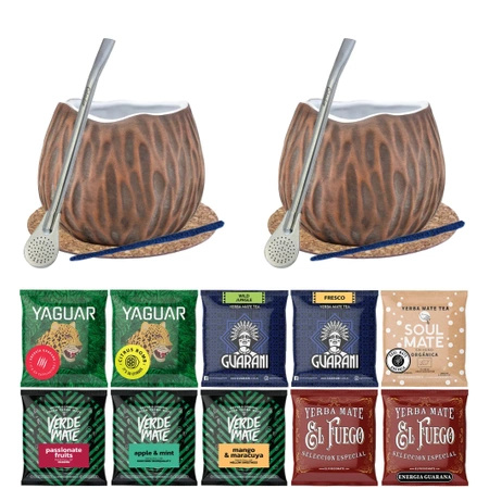 Set di Yerba Mate 10x50g 2x Tazza di mate + 2x Bombilla