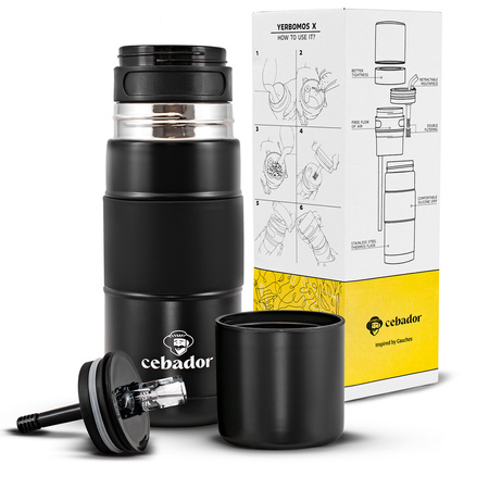 Yerbomos X ALL IN ONE - 450ml - Tazza di mate, thermos e bombilla in uno (nero)