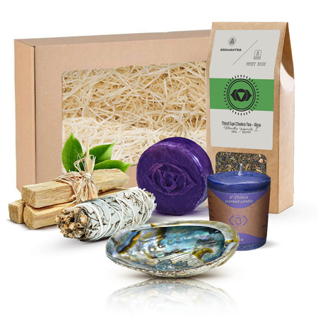 Set regalo per chakra della fronte (Ajna): tè chakra + incenso + candela