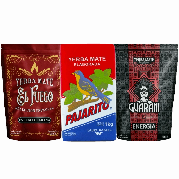 Set di Pajarito Elaborada 1kg + Guarani Energia 500g + El Fuego Energia 500g